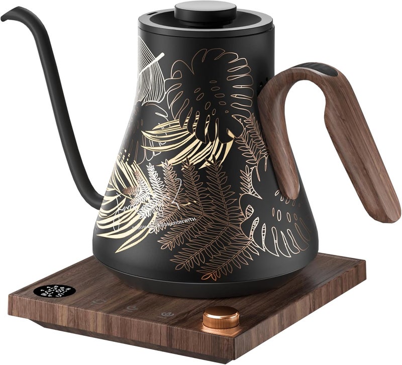 intasting Electric Kettle, Gooseneck Electric Kettle, ±1℉ Precise Temperature Control, Stainless Steel Interior, Quick Heating for Pour Over Coffee, Tea & Boiling Water, 0.9L (Rainforest) - Image 1